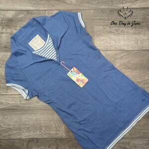 Duck Head Jeans Co Women's Polo Shirt Blue Striped Trim NWT Size M